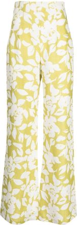 Bambah Lilly flared linen trousers - women - Linen/Flax - 16 - Yellow
