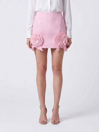 Blumarine Minigonna a tubino in cr&ecirc;pe a vita alta con applicazione floreale