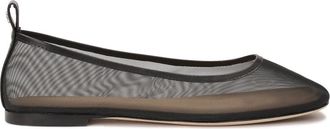 Kazar Zwarte mesh ballerinas met leren afwerking - Dames - Ballerinas - Zwart - 40 EU - Leer - Schoenen