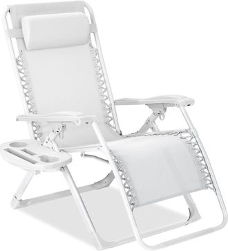 Best Choice Products Monochromatic Zero Gravity Chair, Folding Patio Recliner w/Side Tray, Headrest