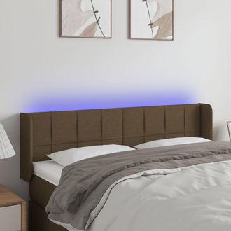vidaXL Cabecero Con Led De Tela Marr&oacute;n Oscuro 147x16x78/88 Cm Vidaxl