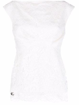 Philipp Plein Blusa con orlo a smerlo - Toni neutri