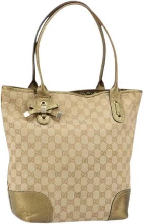 Gucci Pre-owned Vintage Tote Bag - Dames - Vintage Shopper - Beige - ONE Size - Leer - Vintage