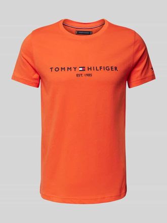 Tommy Hilfiger T-Shirt mit Label-Stitching in Orange, Größe XXL