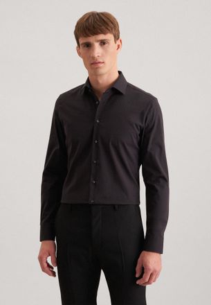 Seidensticker Businesshemd SEIDENSTICKER Schwarze Rose, Herren, Gr. XXL (45), normale &Auml;rmell&auml;ngen, schwarz, 100% Baumwolle, unifarben, tailored fit, 2-Knopf-Mansche