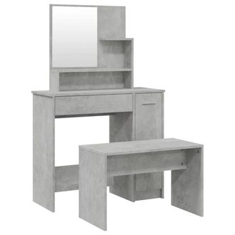 Berkfield Home Dressing Table Set Concrete Grey 86.5x35x136 cm