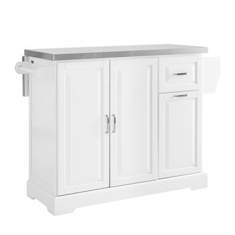 SoBuy Sobuy Carro De Cocina Blanco Con Encimera Plegable Isla De Cocina Con Cajones Y Estante Mueble Auxiliar De Cocina De Mdf 107&times;71&times;91 Cm Fkw128-ii-st
