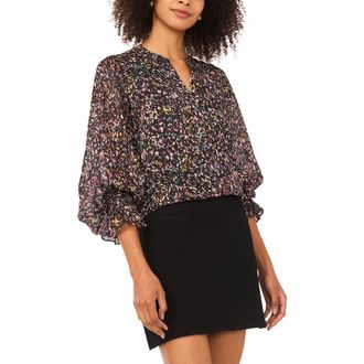 Vince Camuto Confetti Print Top in Aegean Sea at Nordstrom, Size Small