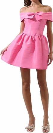 Sugarlips Medelyn Off The Shoulder Mini Dress In Bubble Gum