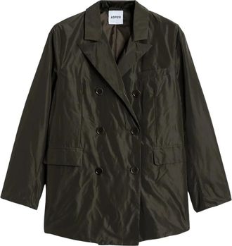 Aspesi Dubbelbreasted jas in technische stof - Dames - Blazers - Groen - S - Polyester - Jassen