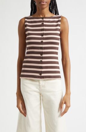 Veronica Beard Uma Stripe Vest in Brown Stripe at Nordstrom, Size X-Small