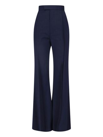 Vivienne Westwood Blue Front Pleats Virgin Wool Wide-Leg Trousers