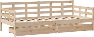 vidaXL Daybed with Drawers without Mattress 90x200 cm Solid Wood Vidaxl
