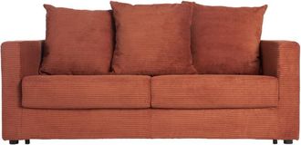 Miliboo Sof&aacute; Cama 3 Plazas De Pana Terracota Con Colch&oacute;n De 13 Cm Bacio