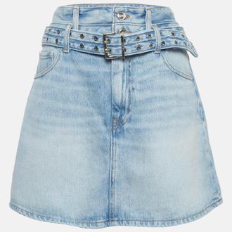Ganni Ganni Blue Denim Belted Mini Skirt L/waist
