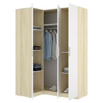 Dmora Armario De 3 Puertas Reeves, Ropero Dormitorio Con Perchero, Cajones, 6 Estantes, 95x142 Cm Blanco