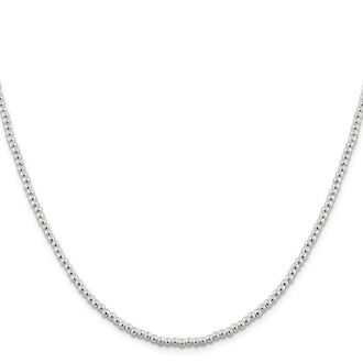 Diamond2Deal Sterling Silver 3mm Beads on Box Chain Necklace