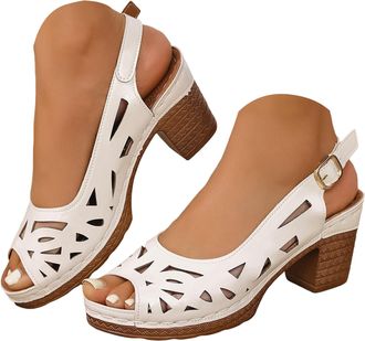 Generic Platform Wedge Sandals for Women 2026 Dressy Summer Hollow Out Open Toe Low Heel Ankle Strap Platform Sandals for Office Work Breathable Casual Vacati