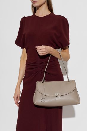 Ferragamo Leather Bag Sofia 2026 Medium, Womens, Grey