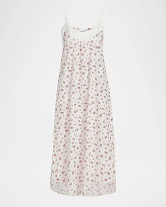 Papinelle Sleepwear Floral Swiss Dot Maxi Nightie