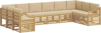vidaXL Conjunto De Sof&aacute;s De Exterior 10 Uds. Y Beige Poli&eacute;ster Vidaxl