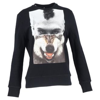Neil Barrett Mohawk Wolf Printed Sweater in Black Cotton