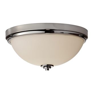 Netlighting Malibu 2 Light Bathroom Flush Mount Ceiling Light Polished Chrome IP44 E27 in Grey