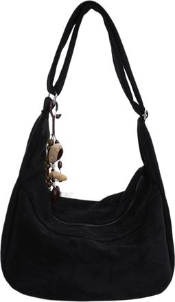 Generic Faux Suede Shoulder Bag Large Satchels Purses Solid Color Crescent Bag for Women Ladies Work Travel Commuting