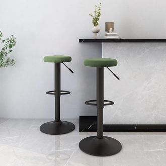 vidaXL Vidaxl - Taburetes De Cocina 2 Unidades Terciopelo Verde Oscuro