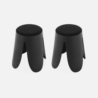 Sweeek Sweeek - Taburete Apilable Con Asiento Texturado, Set De 2, Niki, Negro, 44x30x46 Cm