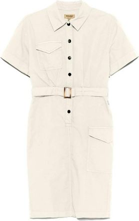 Woolrich Utility Shirtdress met Riem - Dames - Shirt Kleedjes - Beige - XS - Kleedjes
