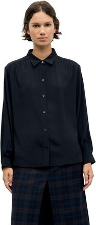 Gerard Darel Lilie Pleat Detail Shirt in Black at Nordstrom, Size X-Large/xx-Large