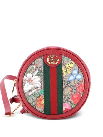 Gucci Ophidia Round Flora GG Coated Canvas Mini backpack - Rosso