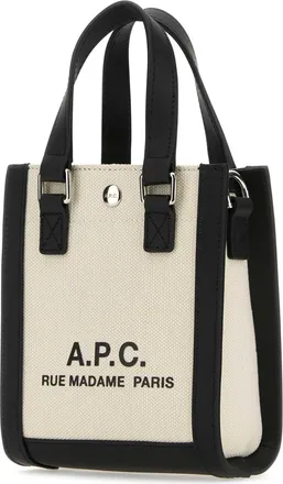A.P.C. Unisex Camille Mini Bag Beige Cotton Linen Leather