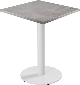 Oviala Mesa de comedor 60cm pie blanco y revestimiento de hormigón gris claro