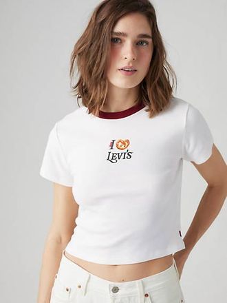Levi's Graphic Mini Ringer Tee - Womens - XS - White