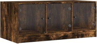 vidaXL Coffee Table with Glass Doors Smoked Oak 102x50x42 cm Vidaxl
