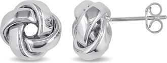 Amour 10mm Love Knot Stud Earrings in 10k White Gold