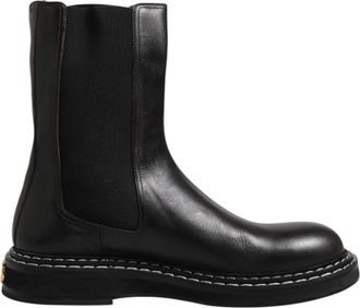 Dolce & Gabbana Black Leather Mid Calf Boots Flats Mens Shoes