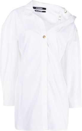 Jacquemus White White Asymmetrical Collar Dress
