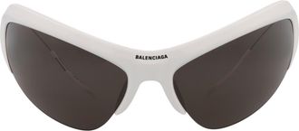 Balenciaga 91mm Oval Sunglasses in White Silver Grey at Nordstrom Rack