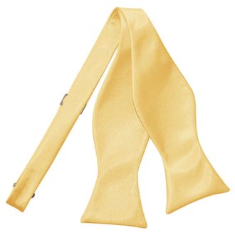 DQT Men Self Tied Plain Satin Tuxedo Bow Tie - Pale Yellow