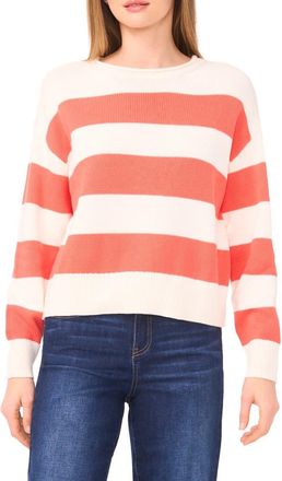 CeCe by Cynthia Steffe Stripe Roll Neck Sweater in Rich Papaya Stripe at Nordstrom Rack, Size X-Small