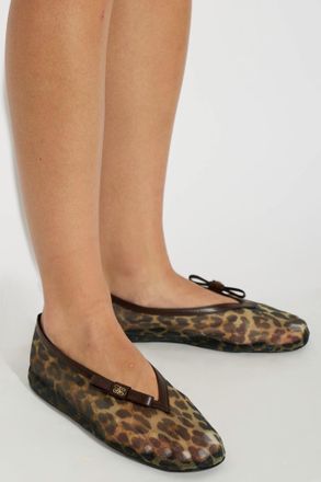 Ganni Transparent Ballerinas With Animal Motif, Womens, Brown