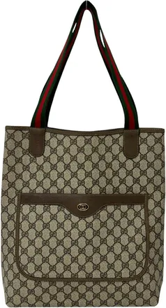 Gucci Brown Green Red Color Leather Pvc Shoulder Bag Tote Bag (Pre-Owned)