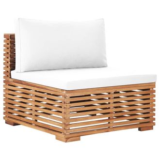 vidaXL Sof&aacute; Central De Jard&iacute;n Madera Maciza Teca Y Coj&iacute;n Color Crema Vidaxl
