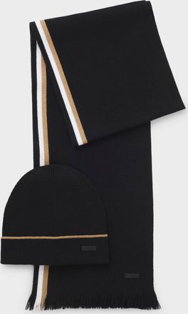 Boss Orange by Hugo Boss Mens Henzo Hat and Scarf Gift Set in Black - One Size