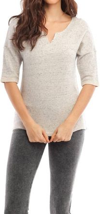 French Kyss Brooke Side Tie Pullover In Stone Multi