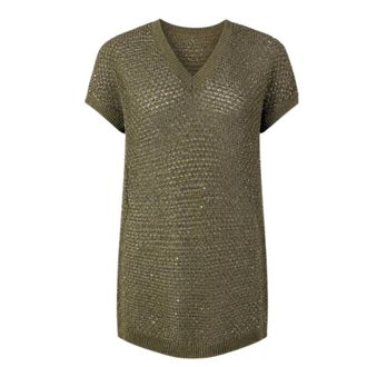 Fabiana Filippi V-neck Knitwear, female, Green, Size: M Fabiana Filippi T-shirts and Polos