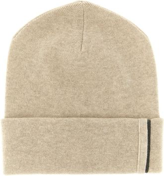 Brunello Cucinelli Beige Monile Beanie Hat